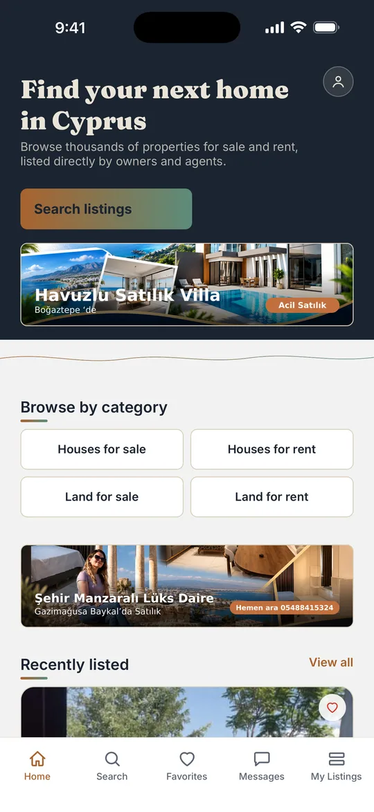 The KibrisYuvam app's home screen